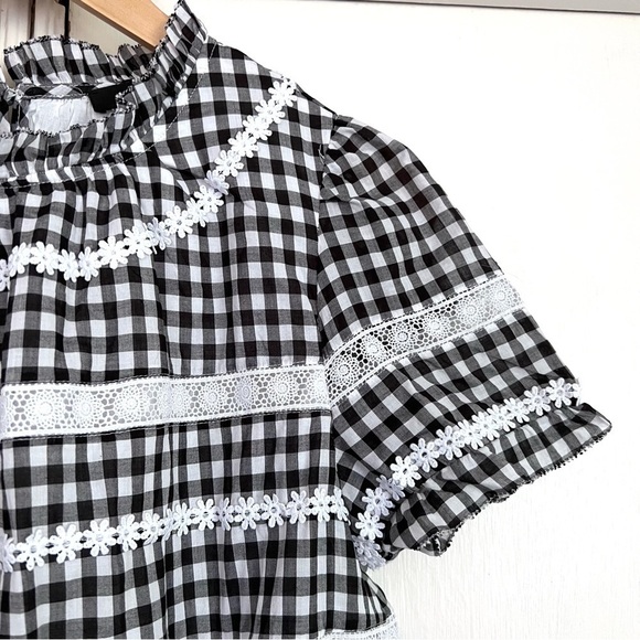 J Crew Gingham Blouse Womens XS Daisy Chain Boho Peasant Feminine Casual - Picture 5 of 10